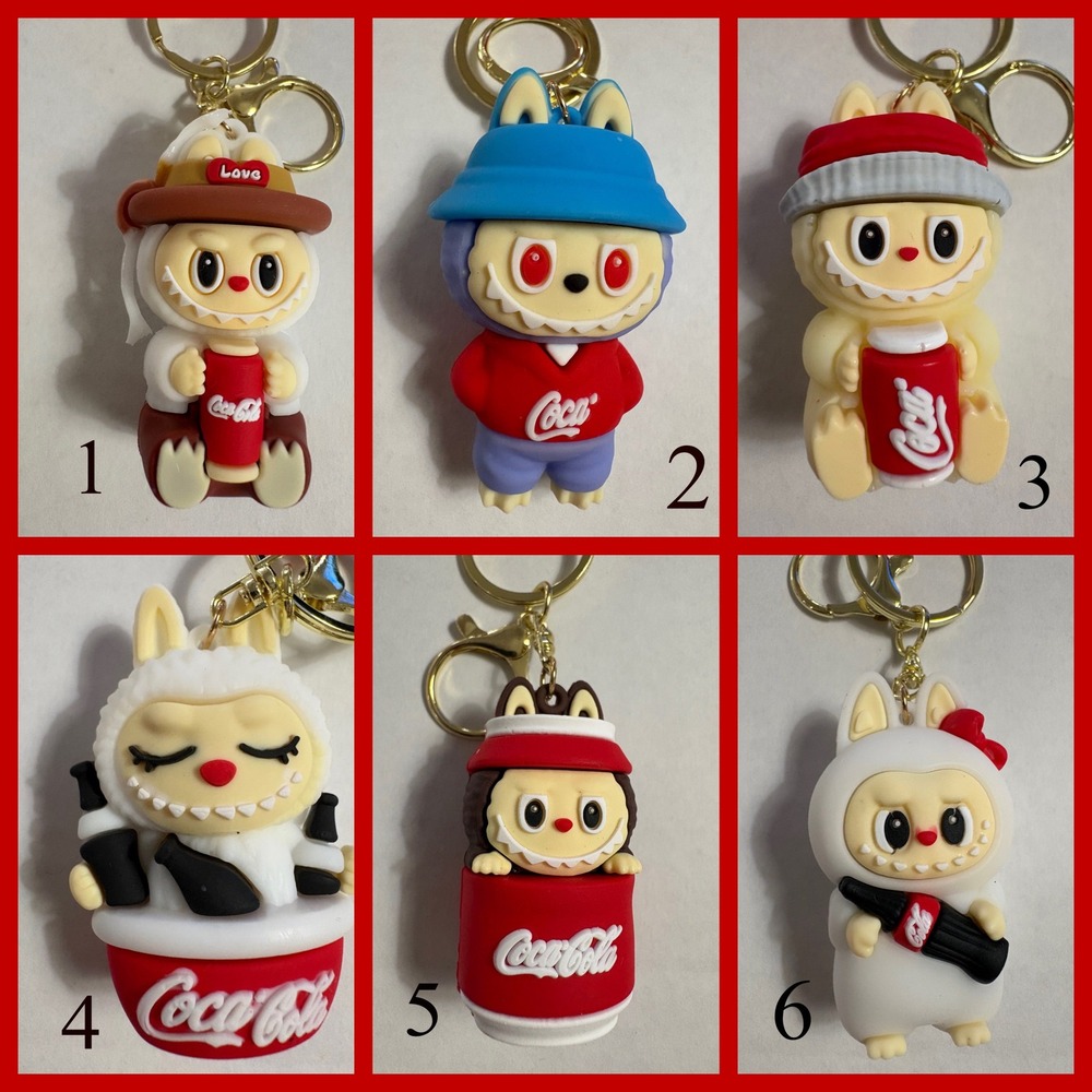 Coca-Cola Monster Keychain Silicone Bag Charm Labubu Style Soda Pop Accessory